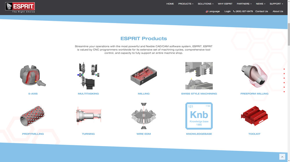 Инновационный веб-сайт и фирменное оформление ESPRIT — программного обеспечения для автоматизированного проектирования и программирования